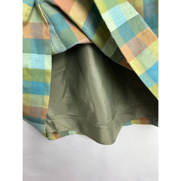 NorthStyle Womens Multicolor Plaid Sleeveless Dress Sz 6 Linen Blend Back Zipper - Picture 9 of 13